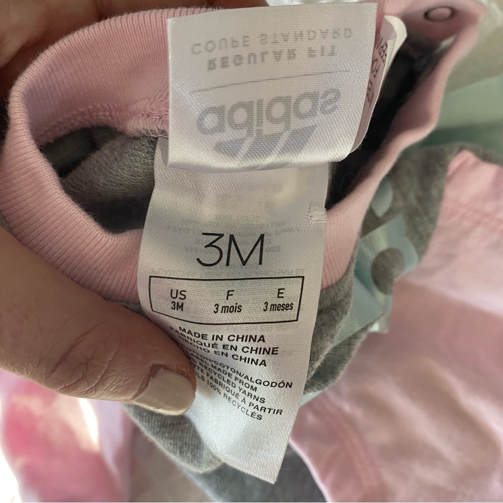 adidas kids grey pink and blue jumpsuit onesie 3M - Picture 6 of 7
